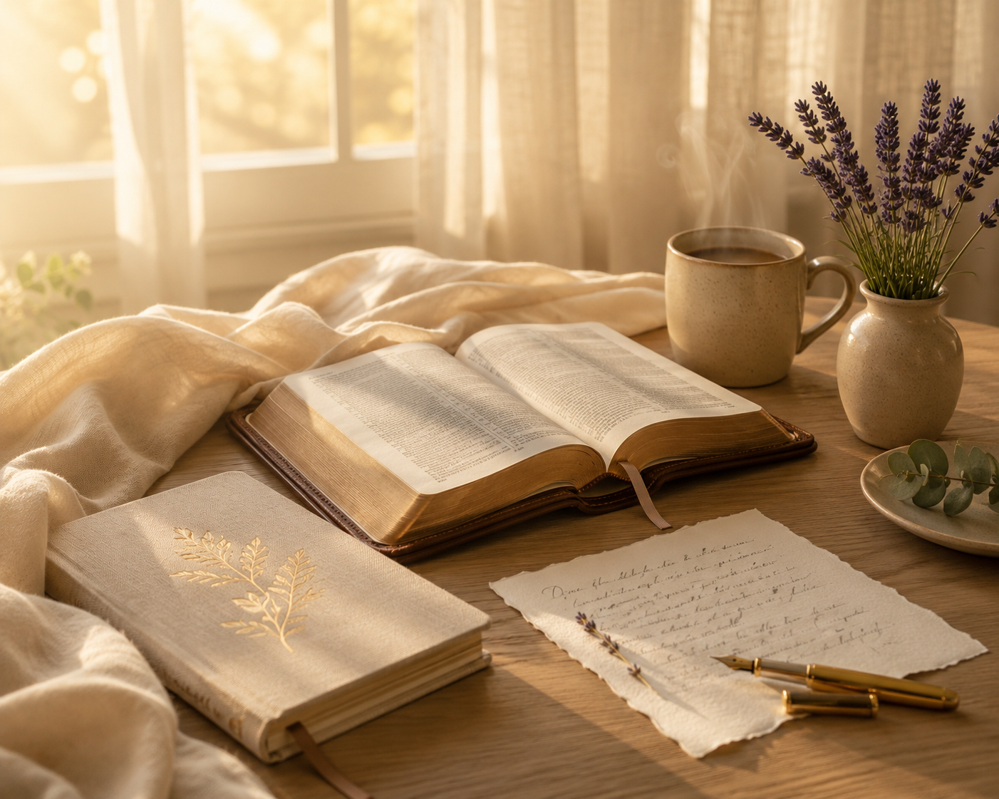 Morning quiet time with Bible and coffee
